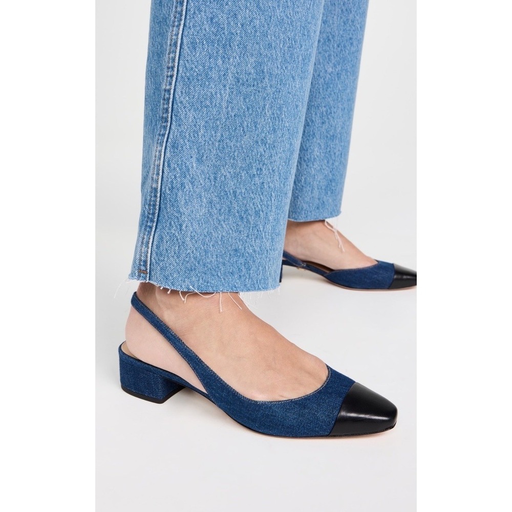 Veronica Beard Women Size‎ 5.5 Cecile Denim Cap-Toe Slingback-I7912M2